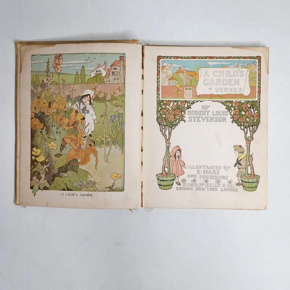 Antique 1902 A Child's Garden of Verses Robert Louis Stevenson Illustrated Book‎